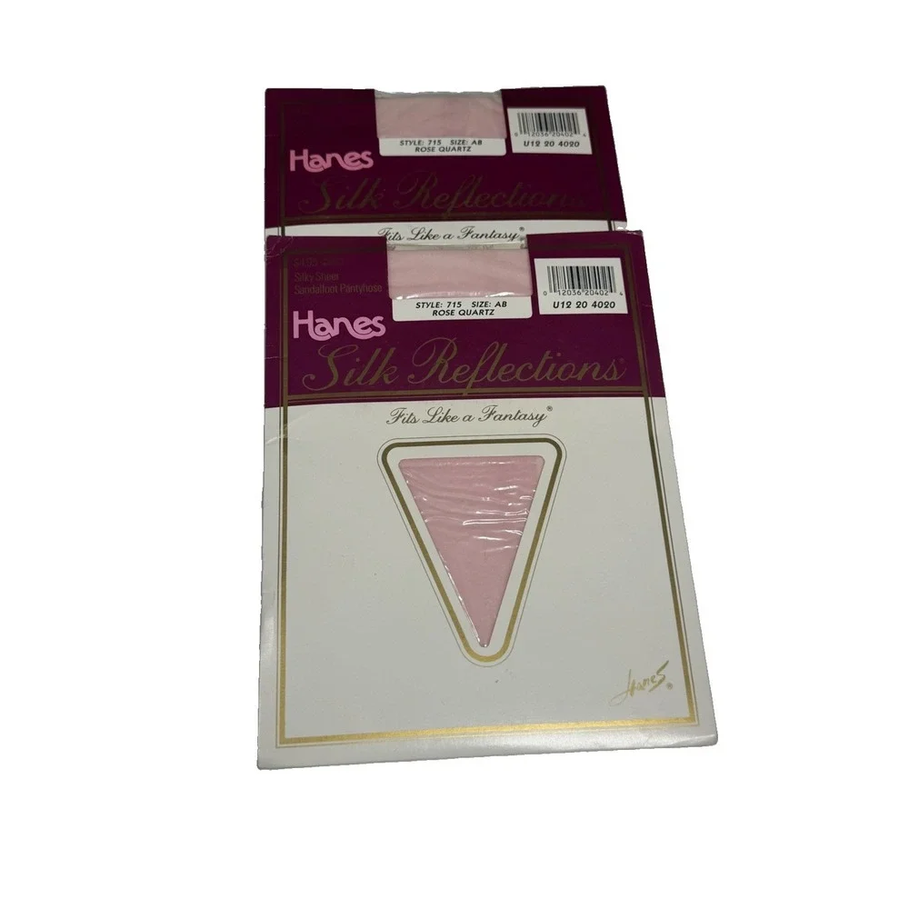 HANES SILK REFLECTIONS LOT (2) Rose Quartz Silky Sheer Pantyhose 715 AB NOS